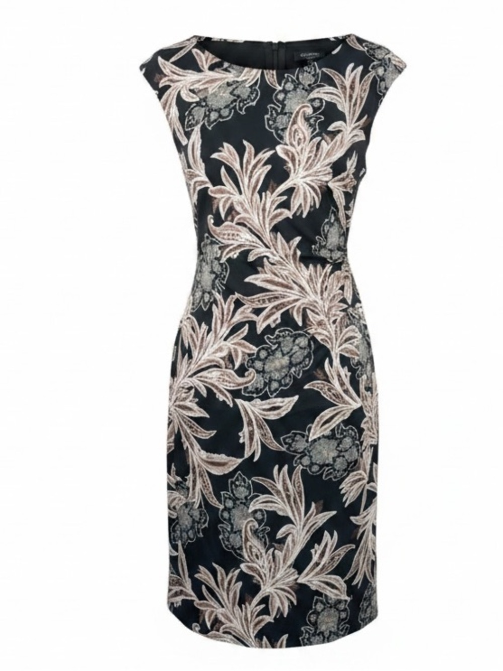 Connected Apparel Black Beige Neutral Sheath Dress Womens size 8